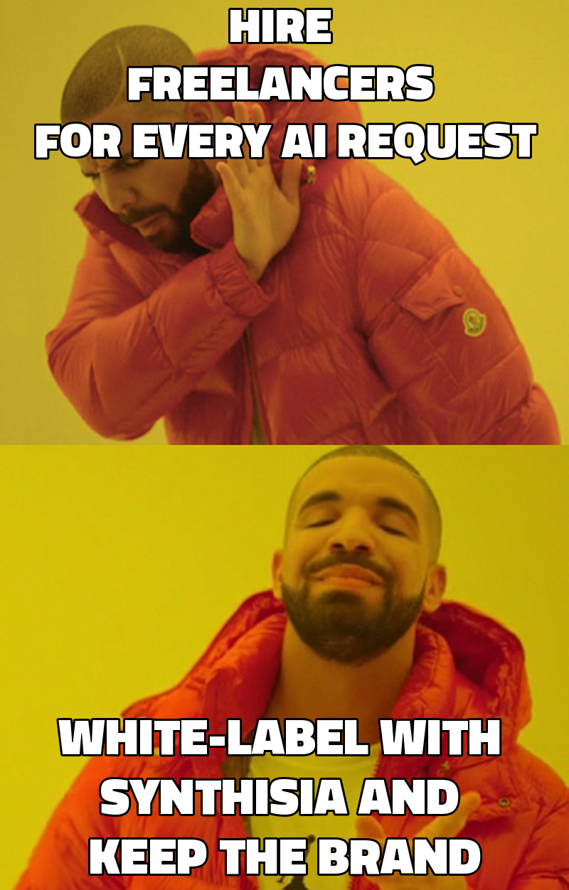 Hire freelancers for every AI request White-label with Synthisia and keep the brand