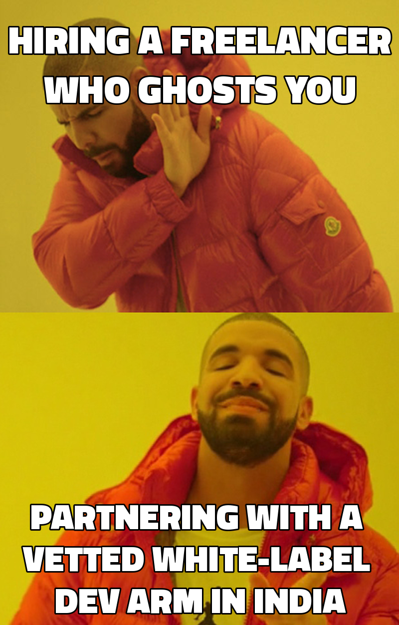 Hiring a freelancer who ghosts you Partnering with a vetted white-label dev arm in India
