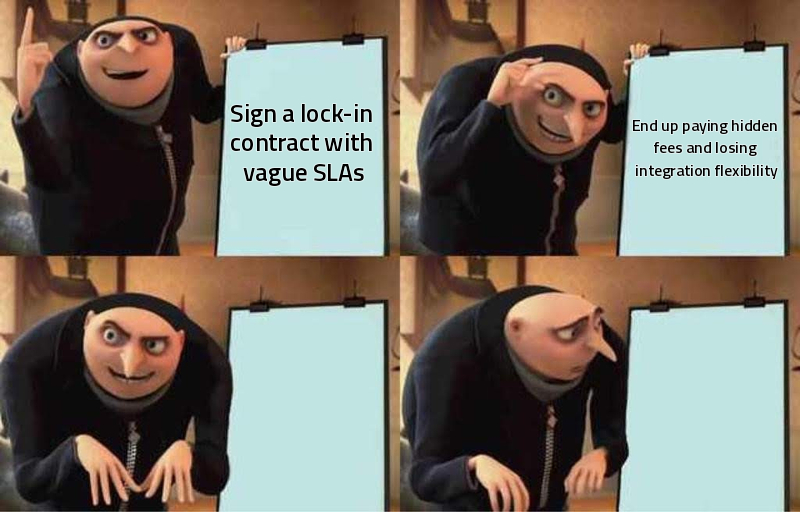 Sign a lock-in contract with vague SLAs End up paying hidden fees and losing integration flexibility