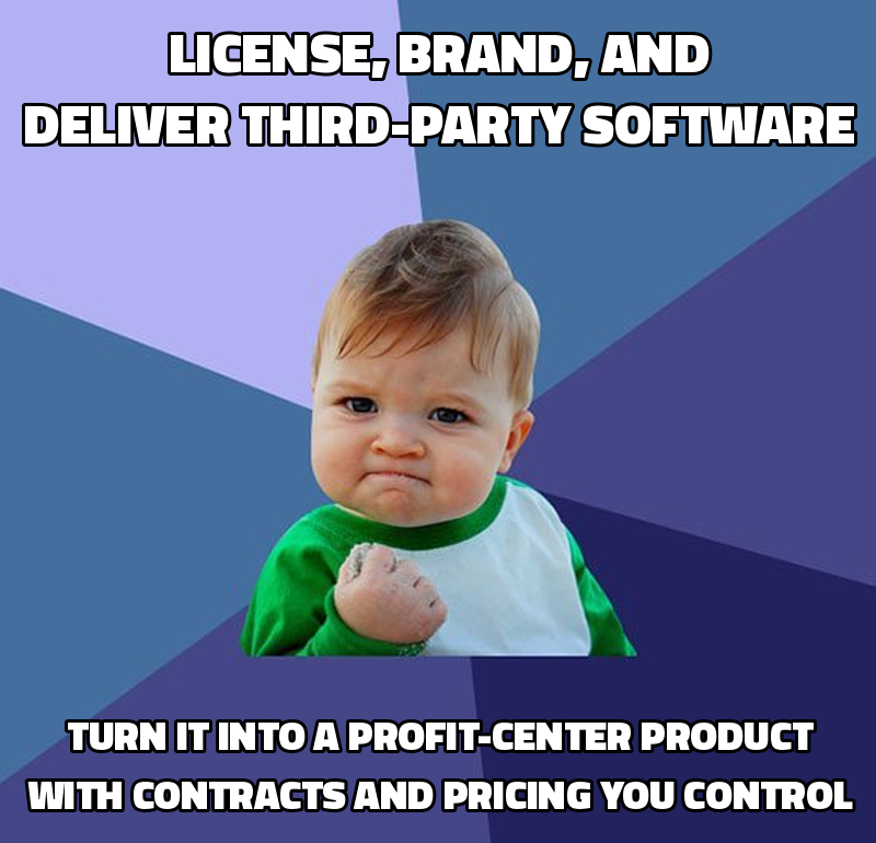 License, brand, and deliver third-party software Turn it into a profit-center product with contracts and pricing you con